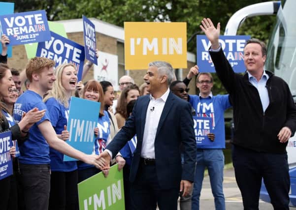 David Cameron shared a Remain campaign platform with Sadiq Khan weeks after questioning the Mayor of London's integrity in Parliament.