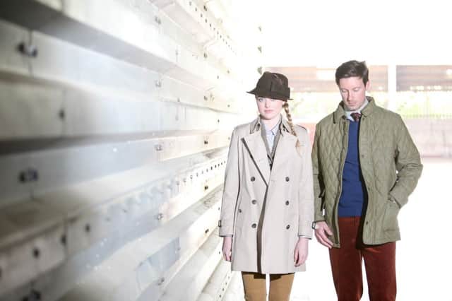 Amy wears trench coat, Â£395; Dudley Chelsea jacket, Â£295; stretch beige needlecord jeans, ?Â£89; Liberty shirt, Â£75; Trilby feather hat, Â£89; Herringbone pumps, Â£89; suede Hurdler bag, Â£139. Ben wears House Check padded jacket, Â£325; Pickford Tattersall shirt, Â£65; Classic cord trousers, Â£110; Royal blue Shetland v-neck jumper, Â£95; Self Defence tie, Â£65. All Cordings of Piccadilly and Harrogate.