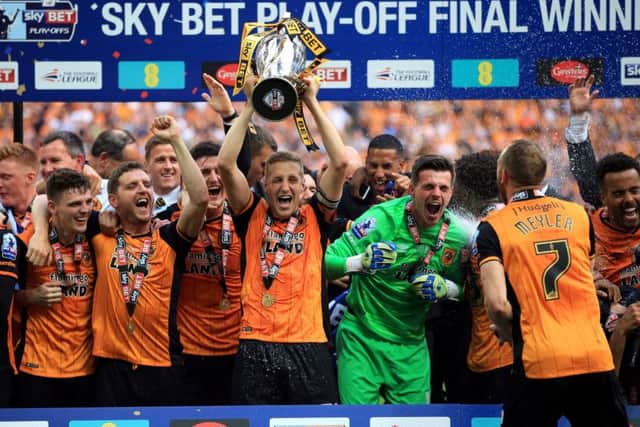 Hull City's players celebrate their Championship play-off final triumph at Wembley. Picture: Nick Potts/PA.