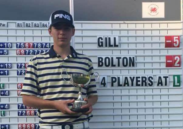 Lindrick's Bailey Gill with the Welsh Open Youths' Championship trophy.