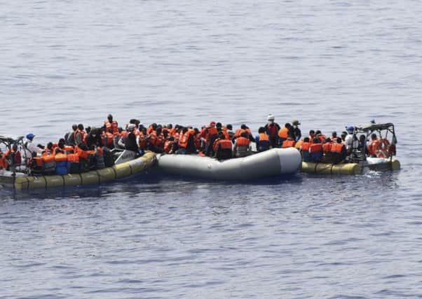 Migrants being rescued by the Italian authorities in the Mediterannean.