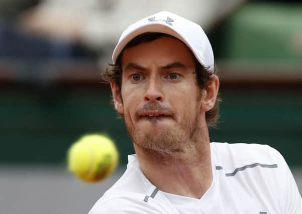 Britain's Andy Murray eyes the ball.