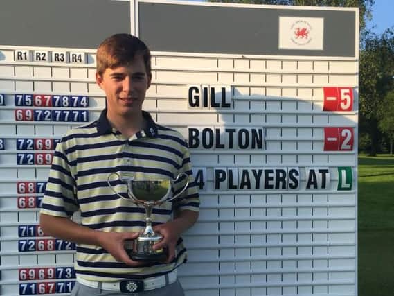Lindrick's Bailey Gill with the Welsh Open Youths Championship trophy.