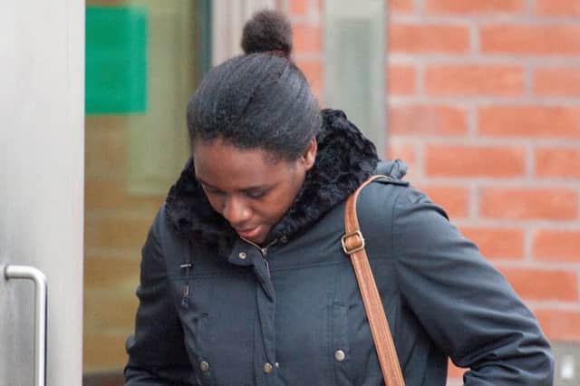 Linda Okungbowa arrives at Sheffield Crown Court for sentencing after falsely claiming benefits to the value of Â£50,000