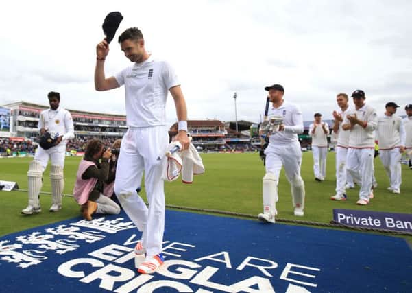 England's James Anderson leaves the field after taking 10 wickets against Sri Lanka in this summer's first Test against Sri Lanka at Headingley (Picture:: Nigel French/PA Wire).