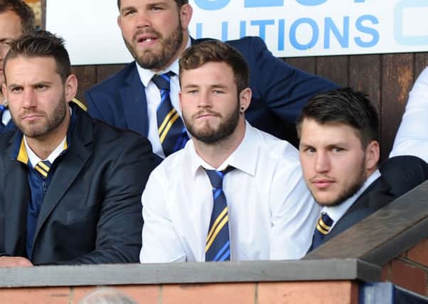 Zak Hardaker watches from the stands.