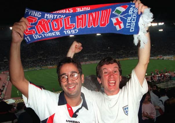 Comedians David Baddiel, left, and Frank Skinner who wrote the footballing anthem Three Lions with the Lightning Seeds (Picture: Yui Mok/PA).