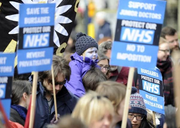 A mass march in Leeds over NHS cuts.