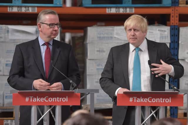 Michael Gove (left) at a Vote Leave event with Boris Johnson.