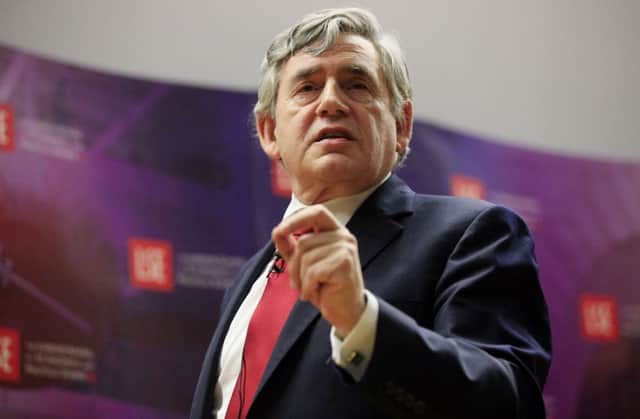 Former prime minister Gordon Brown speaks during the 'Britain: Leading, Not Leaving - the case for remaining in the European Union' event at the London School of Economics