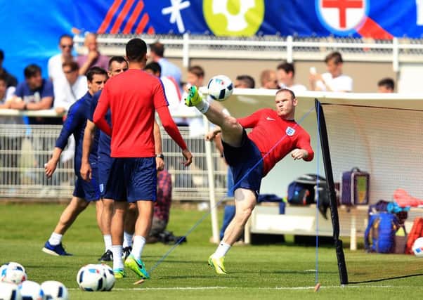 England captain Wayne Rooney pictured during a training session at Stade de Bourgognes, Chantilly yesterday (Picture: Mike Egerton/PA Wire).
