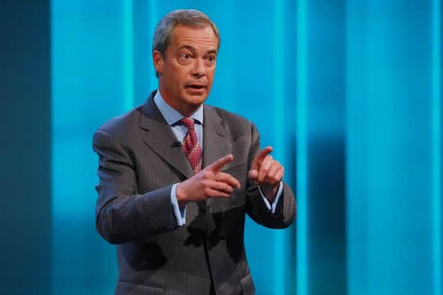 Ukip leader Nigel Farage taking part in ITV1's Cameron and Farage Live: The EU Referendum