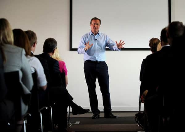 David Cameron during a Q&A session at The Yorkshire Post's offices.