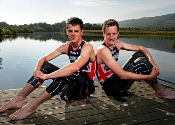Jonny, left, and Alistair Brownlee pictured during training at Otley Sailing Club (Picture: Bruce Rollinson).
