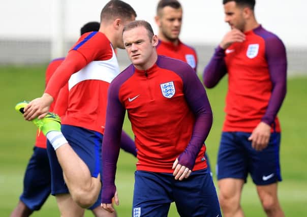 England captain Wayne Rooney during a training session.