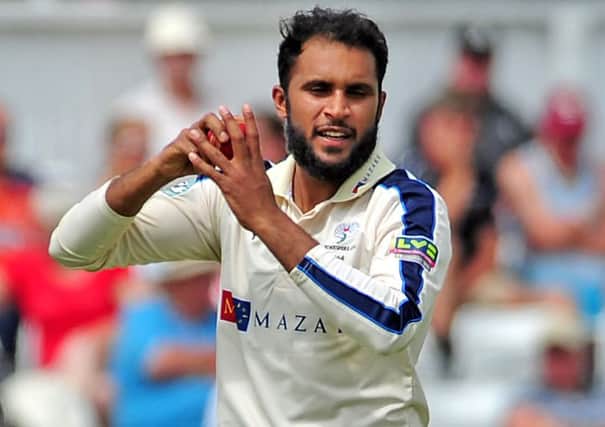 ADIL RASHID: The leg-spinner was left out of Yorkshires Royal London Cup team against Derbyshire yesterday because of a stiff neck but is expected to be available to them on Tuesday when they face Northamptonshire at Scarborough. Picture: Tony Johnson