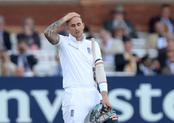 England's Alex Hales reacts after being given out lbw off the bowling of Sri Lanka's Angelo Matthews (right) for 94 runs during day four of the Investec Third Test match at Lord's, London. Picture: Anthony Devlin/PA.
