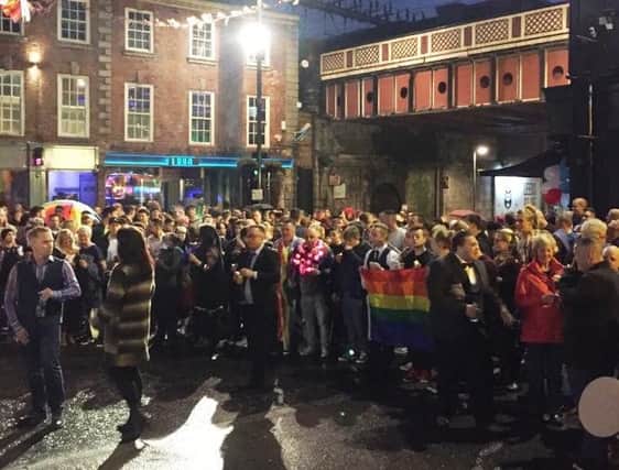 Picture from the Twitter feed of @yorkshireprobs of Monday night's vigil in Leeds