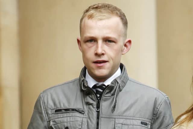 Joseph Rose arrives at York Crown Court where he is on trial accused of religiously aggravated assault against a Catholic teenager who was tied to a wooden cross.