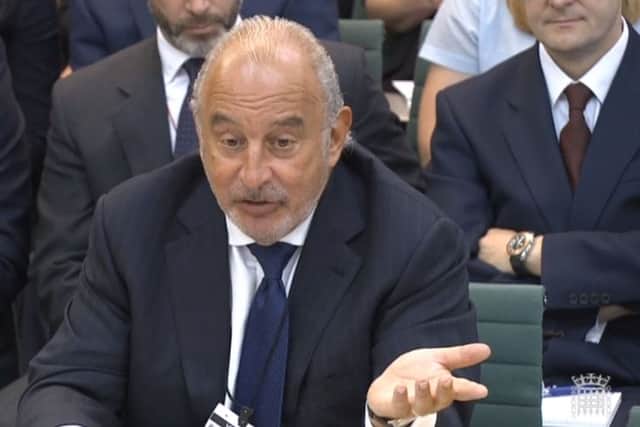 Sir Philip Green gives evidence to the Business, Innovation and Skills Committee and Work and Pensions Committee