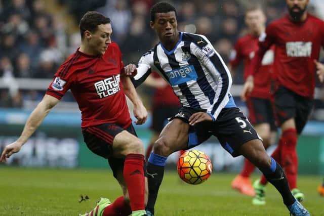 Former Hull City defender James Chester, in action for West Brom against Newcastle last season. Picture: PA.