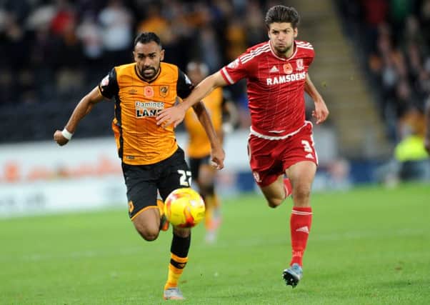 Hull's Ahmed Elmohamady takes on Boro's George Friend will meet again in the Premier LEagbue during 2016-17.