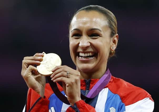 Jessica Ennis Hill with her gold medal for the heptathlon at the London 2012 Olympics.