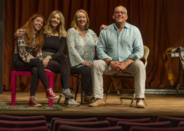acting clan: John Godber with his wife Jane and their daughters Elizabeth, 21, (left) and Martha, 18, at East Riding Theatre.