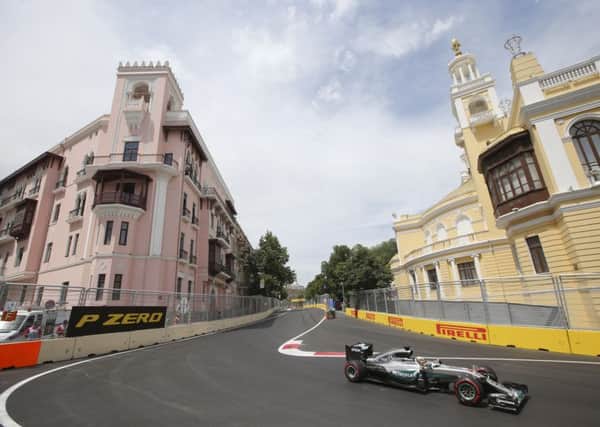 Mercedes' Lewis Hamilton pictured during the first free practice session at the Baku circuit, in Azerbaija (Picture: Luca Bruno/AP).