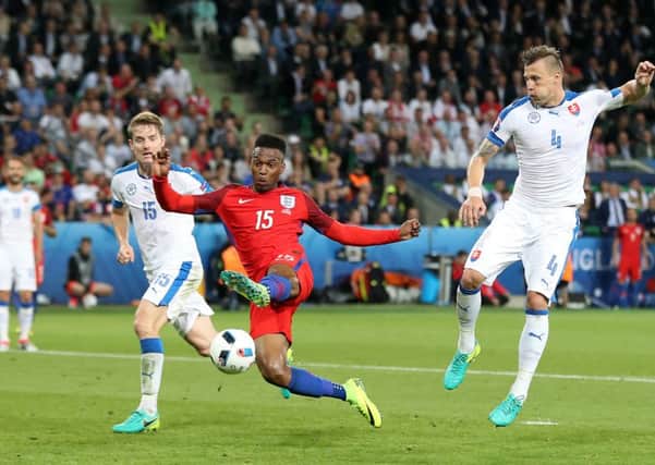 Englands Daniel Sturridge fails to connect with an attempted shot during the goalless draw with Slovakia in Saint-Etienne (Picture: Nick Potts/PA Wire).