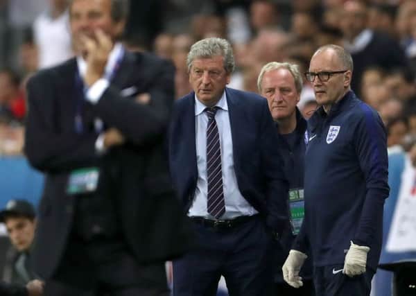 England manager Roy Hodgson, centre, looks on from the touchline during the draw with Slovakia (Picture: Owen Humphreys/PA Wire).