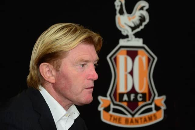 Stuart McCall is introduced as the new Bradford City manager at Valley Parade earlier today. Picture: Scott Merrylees.