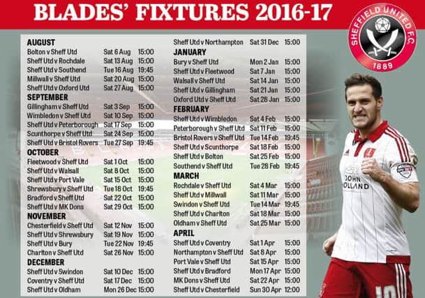 Sheffield United's League One fixtures