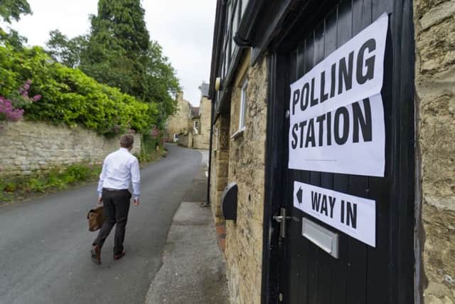EU Referendum Polling Station at Bramham Village Hall, near Leeds. Picture James Hardisty.