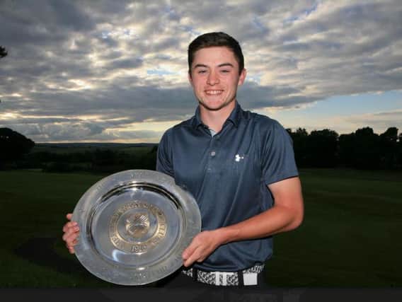 Alex Fitzpatrick with the Sheffield Plate (Picture: Driving Golf PR & Media).