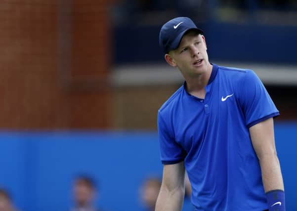 Great Britain's Kyle Edmund reacting during day five of the 2016 AEGON Championships at The Queen's Club