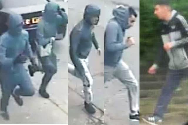 Police want to speak to these men in connection with a robbery in Eccleshill.