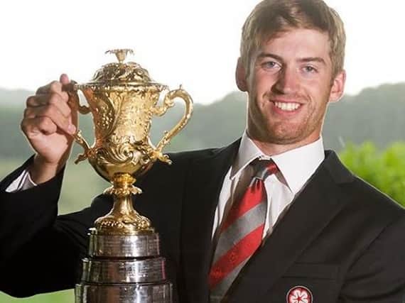 Meltham's Jamie Bower with the Brabazon Trophy (Picture: Leaderboard Photography).