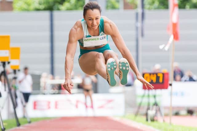 Britain's Jessica Ennis-Hill competes in the long jump in Ratingen.