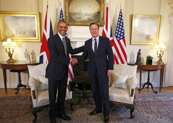 David Cameron greets Barack Obama when the US president visited Downing Street in April to back Britain's EU membership.