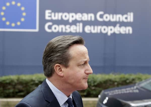 British Prime Minister David Cameron arriving for an EU summit at the EU Council building in Brussels in February. (AP Photo/Francois Walschaerts)