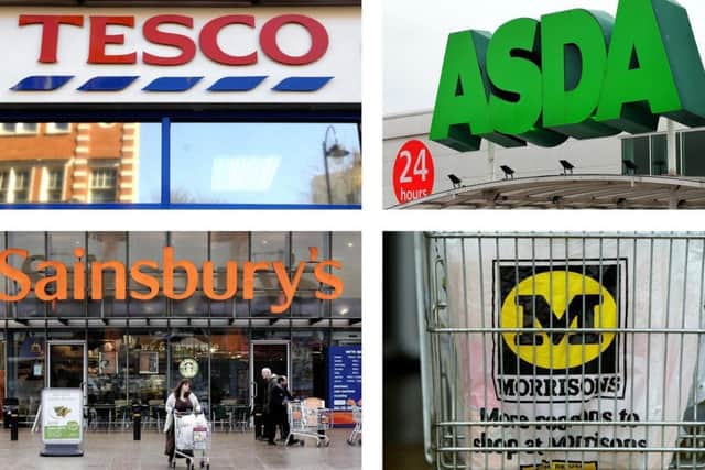 The four major supermarkets have endured another year-on-year decline in sales as discounters Aldi and Lidl achieved a record share of the market, figures show.