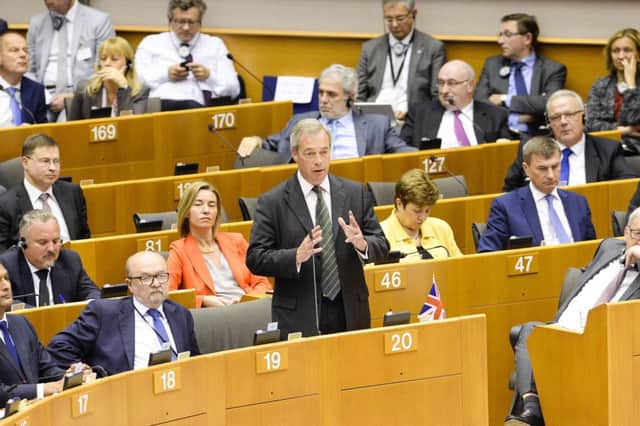 Nigel Farage speaking at the European Parliament in Brussels, during an emergency session to discuss the fallout from the Brexit vote.