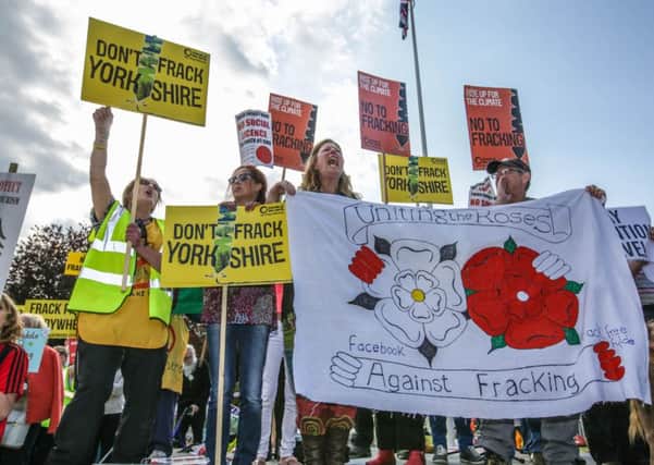 Protesters outside Northallerton County Hall on the day the Third Energy fracking application was approved by North Yorkshire County Council.