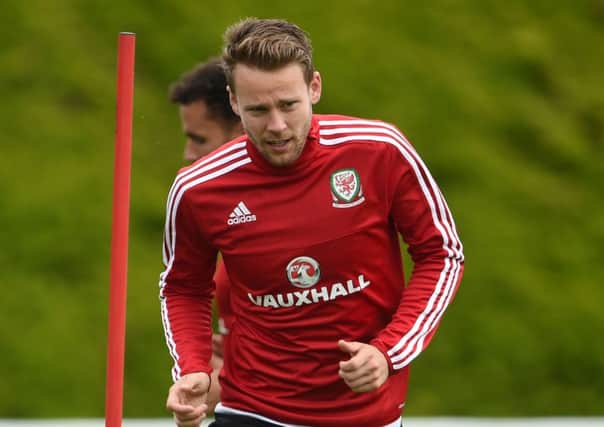 Wales' Chris Gunter during a training session.