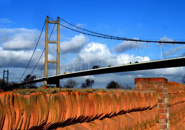 090216  A   view of the  Humber Bridge seen from ther Old Tile Works at  towards Barton upon Humber