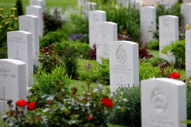 General view of headstones around the Thiepval Memorial in France. Picture Gareth Fuller/PA Wire