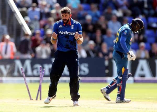 England's Liam Plunkett celebrates the wicket of Sri Lanka's Angelo Matthews (Picture: Davies Davies/PA Wire)