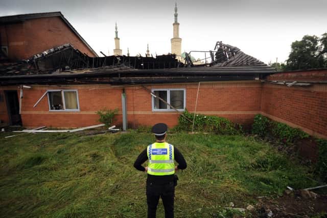 Fire damage to the community centre Bilal Masjid Mosque.Picture by Simon Hulme