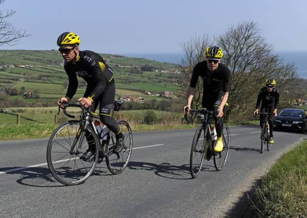 JLT Condor Cycling Team riders Graham Briggs, Tom Moses and Stephen Williams.  Picture Bruce Rollinson